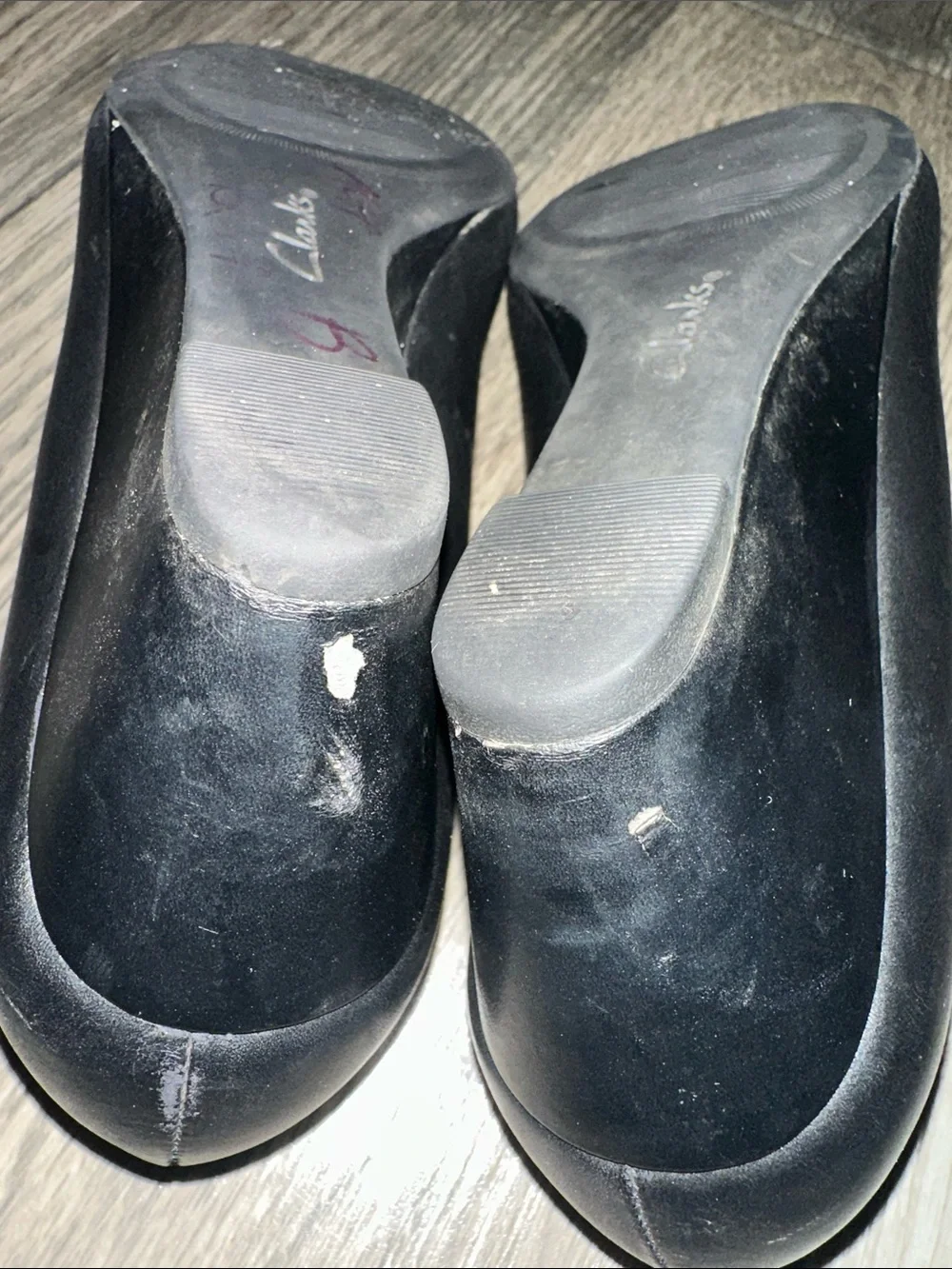 Clarks collection‎ Flores Tulip Wedge Pump Black Leather womens size 8